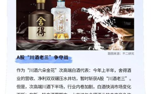 白酒行业半年报：舍得酒业营收净利碾压水井坊