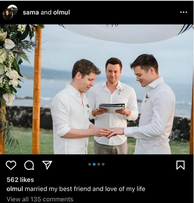 OpenAI首席执行官奥特曼结婚，配偶曾是Meta程序员