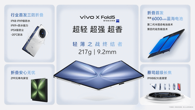 再创全球最轻新纪录 vivo X Fold5旗舰折叠新品正式发布