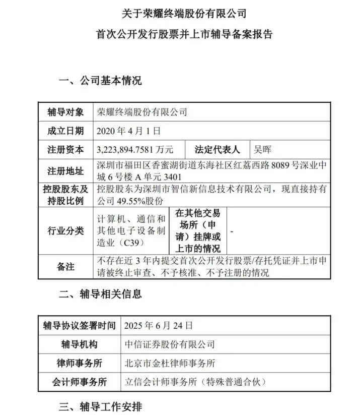 荣耀开启IPO，A股将迎2000亿「AI终端第一股」？