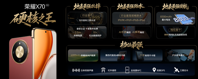 荣耀X70正式发布，全新构建耐用铁三角耐用标准