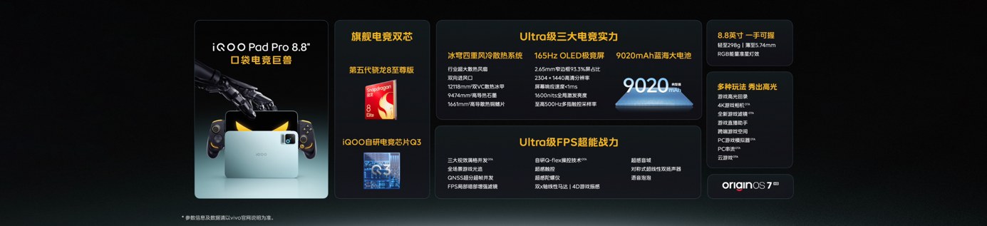 Ultra 级游戏体验，iQOO Pad Pro 8.8英寸今日上市